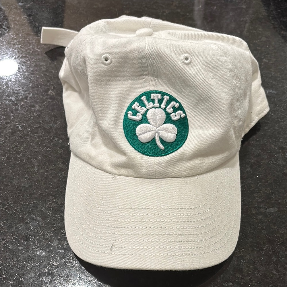 White NBA Celtics Cap with Green Logo